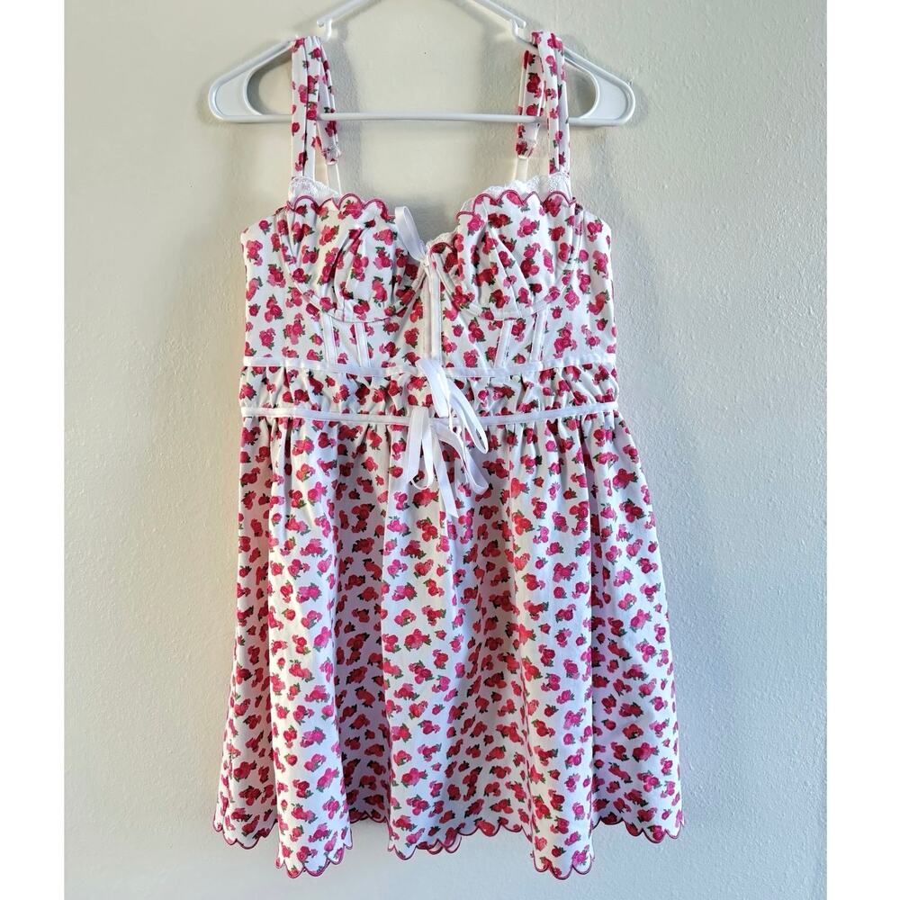 For Love & Lemons NWT Baby Blooms XL Pink Corset Floral Mini Dress - Picture 7 of 14